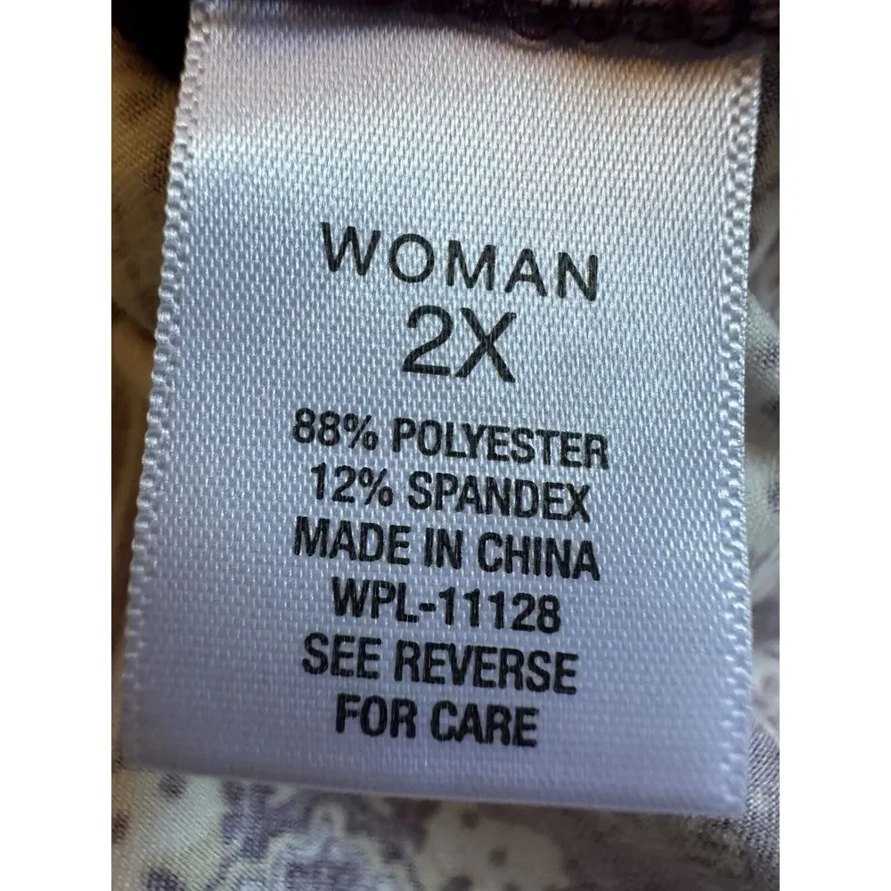 Roz & Ali 2X Plus V-neck Zip 3/4 Bell Sleeve Purple Tunic Top Boho Flowy Stretch - Picture 8 of 8